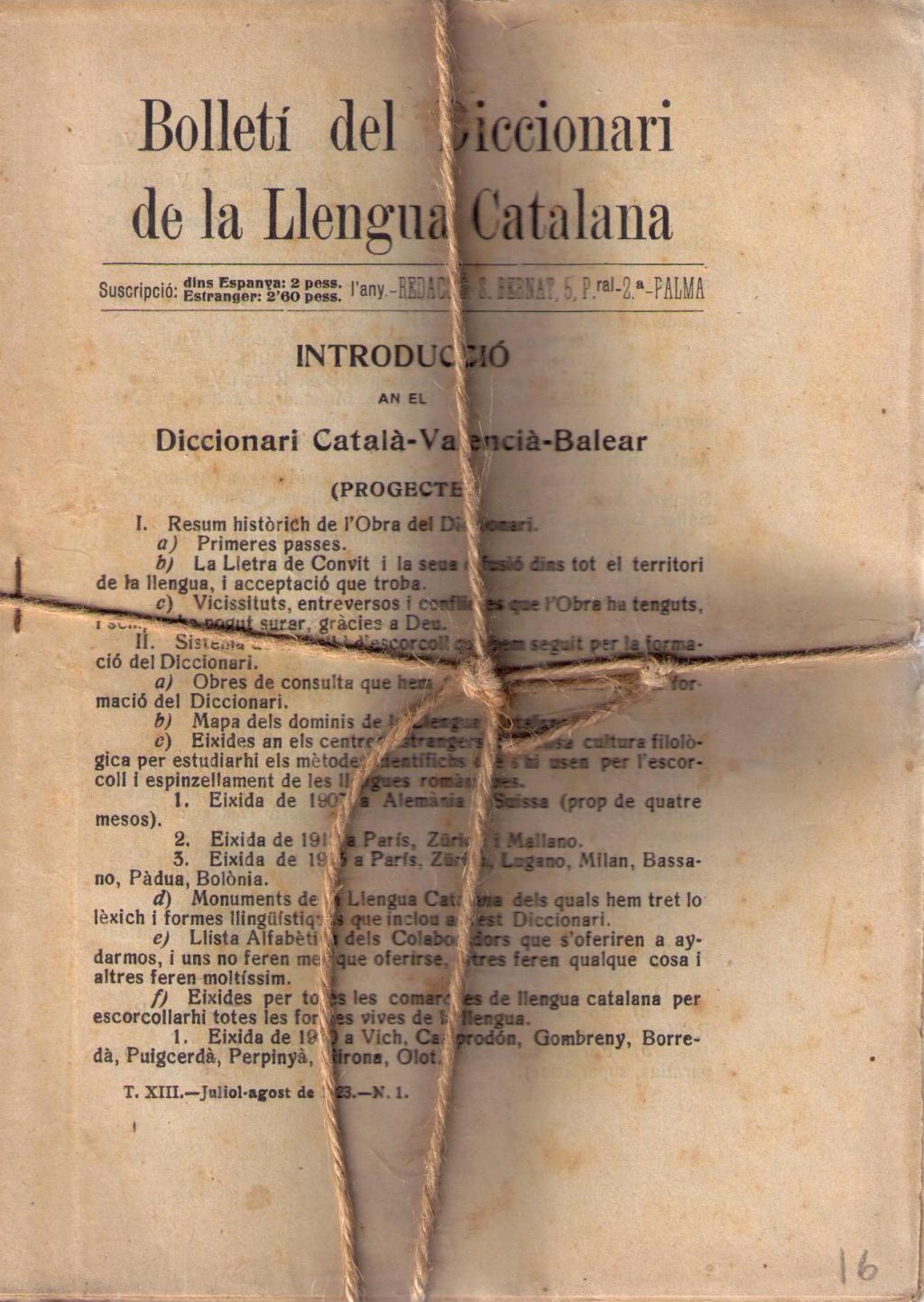Coberta de Bolletí del Diccionari de la Llengua Catalana (Tom XIII)
